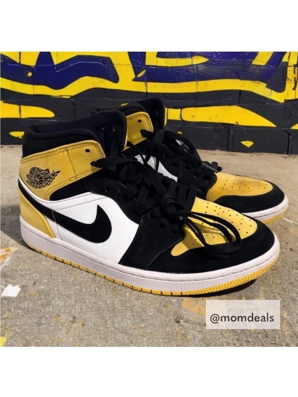 Air Jordan 1 Mid SE Yellow Toe Black Sneakers Retro Special Edition- Size US 8.5